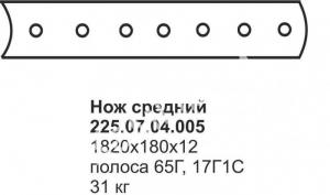 Нож средний ДЗ-180, ДЗ-143 225.07.04.00.005 (наплавка)