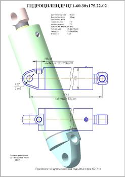 Гидроцилиндр ЦГ-60.30х175.22-02 (980А.01.13.400)